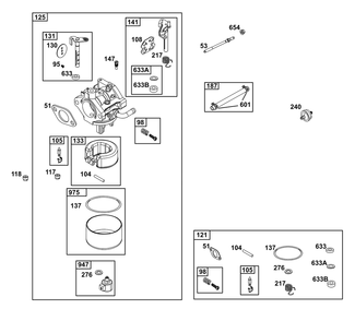Carburetor And Fuel Supply Group Diagram and Parts List for 31R907-0110-G1 200000 - 399999 Briggs and Stratton Engine